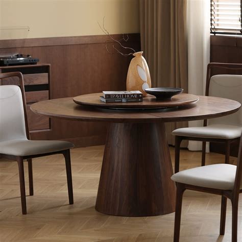 Round walnut Dining Table dining table | dining table set | round dini ...