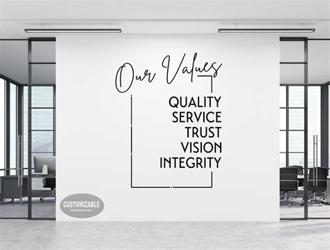 Our Values Custom Wall Decal Select 5 Words - Personalized Office Wall ...