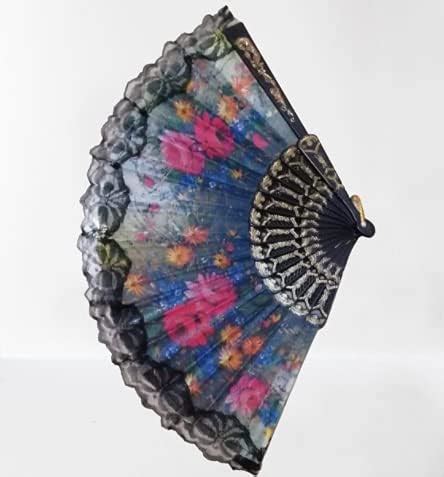 Buy ISKA Silk Sakura Butterfly Printed Japanese Folding Hand Fan Black ...