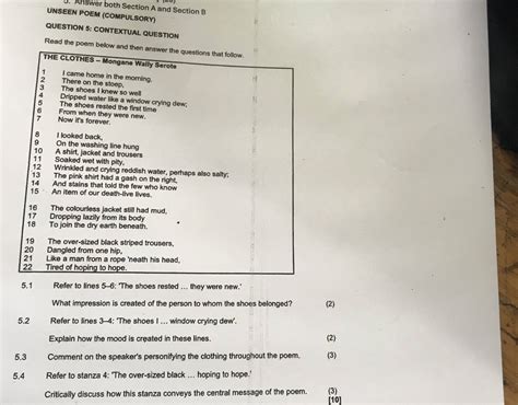 THE CLOTHES - Mongane Wally Serote 1 I came | StudyX