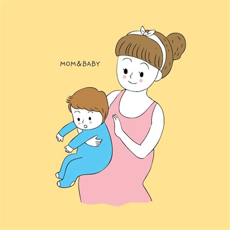 Aufruhrender Vektor der Karikatur nette Mutter und des Babys. | Premium ...