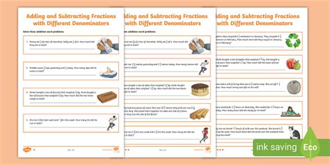 Adding and Subtracting Fractions with Different Denominators