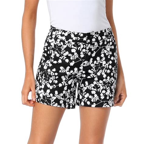 HDE Women Chino Shorts 5" Inseam Summer Shorts Black White Blossom 16 ...