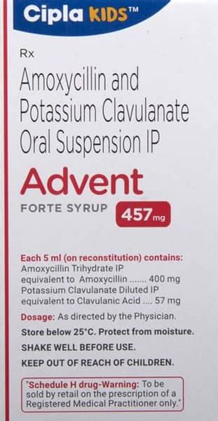 Advent Forte 457mg Tangy Orange Flavour Bottle Of 30ml Dry Syrup: Uses ...