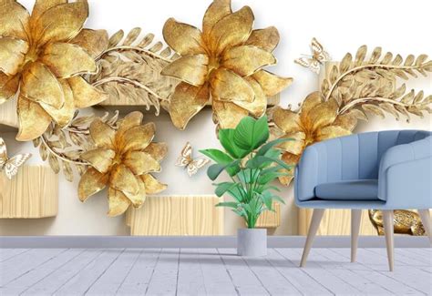 Buy White and Gold Wallpaper for Wall – 3 Year Warranty