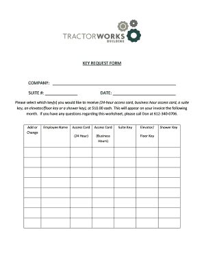 Fillable Online KEY REQUEST FORM COMPANY SUITE DATE Fax Email Print ...