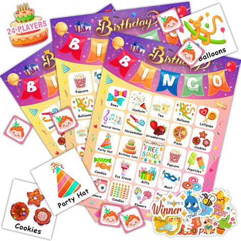 Buy Birthday Bingo Game 39Pcs Scavenger Hunt Game for Kids Toddlers 24 ...