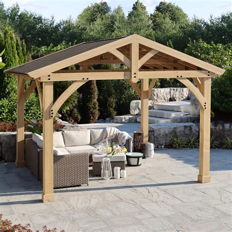 Yardistry 11' x 13' Carolina Pavilion – Premium Cedar Wood Structure ...