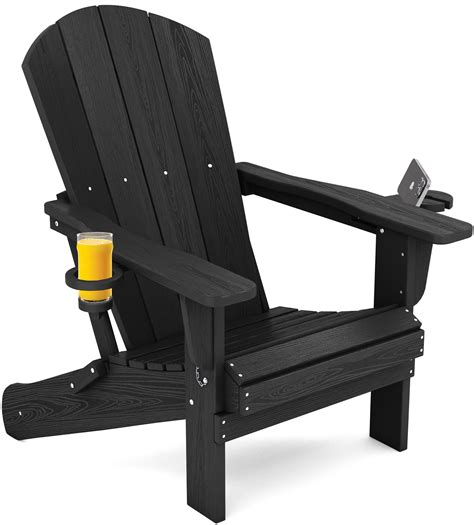 Amazon.com : SERWALL HDPE Folding Adirondack Chair with Dual Cup Holder ...