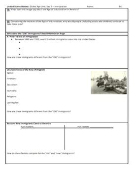 Gilded Age Immigration Activity with Role Cards and New Immigrants