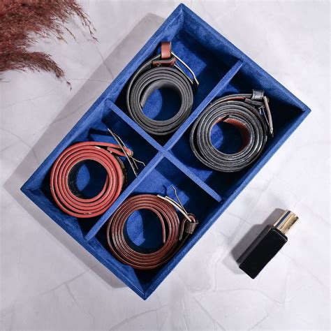 Buy La Trove Blue Velvet 4 Slots Belt & Accessories Storage Organizer ...
