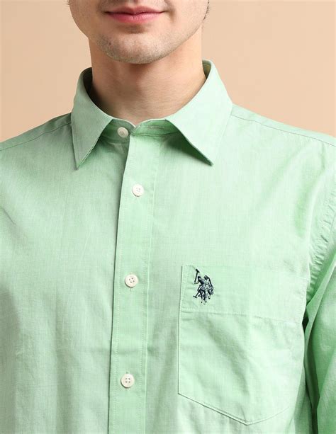 Buy Men Two Tone Shirt Green|U.S. Polo Assn. India