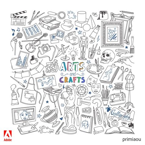 Arts and crafts doodles set. | Art supplies drawing, Art drawings, Art ...