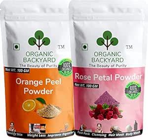 ORGANIC BACKYARD 100% Natural Orange Peel and Rose Petal Powder Combo ...