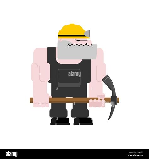 Miner worker mining isolated. collier with pickaxe. Pitman is at work in mine. Working Coal ...