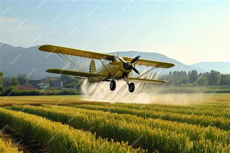 Premium AI Image | Crop Duster plane spraying crops Spraying chemicals ...