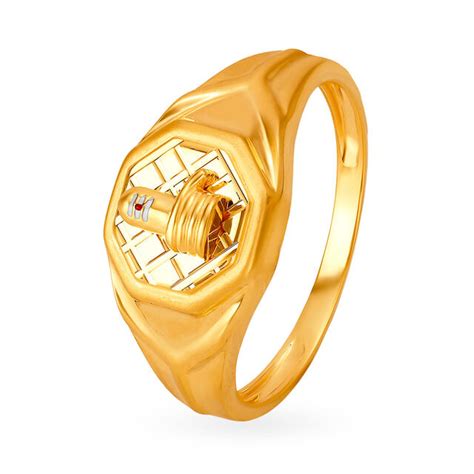 Divine Lord Shiva Lingam Gold Finger Ring for Men
