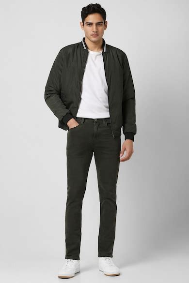 Buy Men Olive Light Wash Skinny Fit Jeans Online - 39837354 | Van Heusen