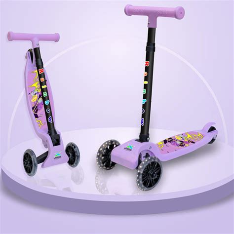 Jaspo Rainbow Kids Scooter Foldable, 3-Wheel, LED Wheels, Adjustable ...