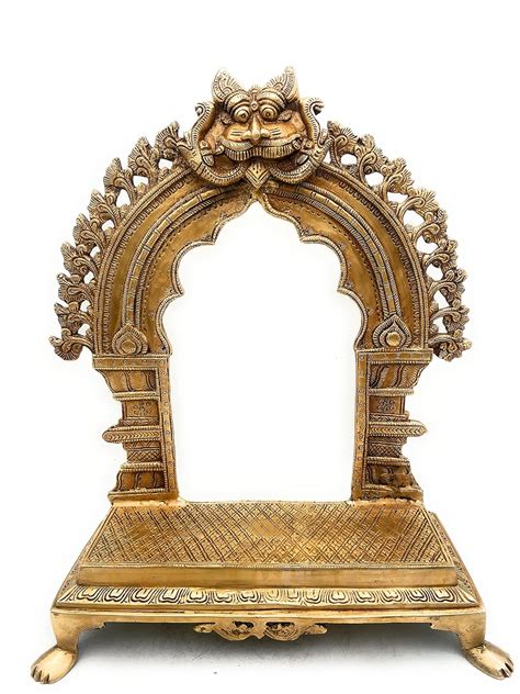 Buy Bhunes Brass Big Shinghashan Chowki Peetha with Prabhavali for God ...