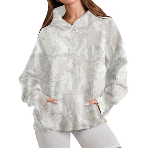 Camo Hoodie Womens Maple Leaf Trendy Long Sleeve Hooded Sweatshirts ...