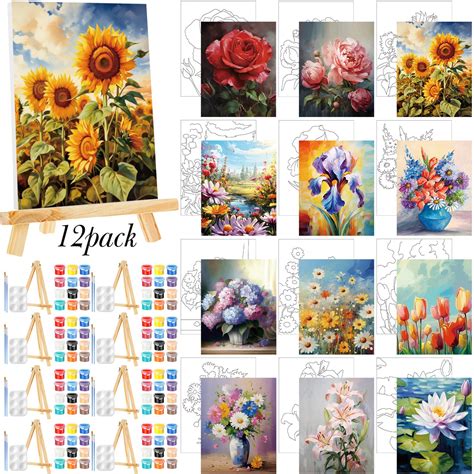 Amazon.com: Zhanmai 12 Pack Pre Drawn Canvas for Painting Sip and Paint ...