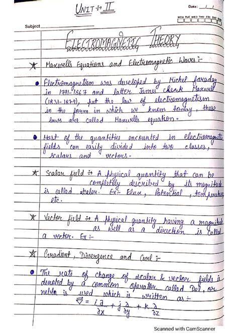 Physics Unit -2 EMFT Physics upto maxwell's equations - Computer ...