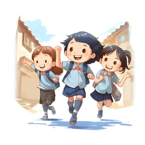 Cute Cartoon Illustration Of Elementary School Students After School ...