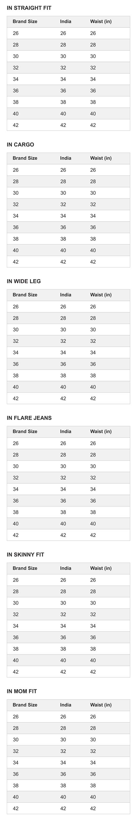 Sizing Chart For Bottoms