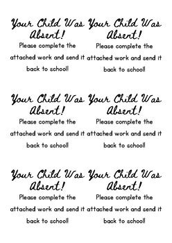 Makeup Work Label by Kindergarten Koffee | TPT