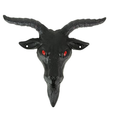 Amazon.com: Enigmatic Black Enamel Painted Cast Iron Baphomet Sabbatic Goat Head Wall Sculpture ...