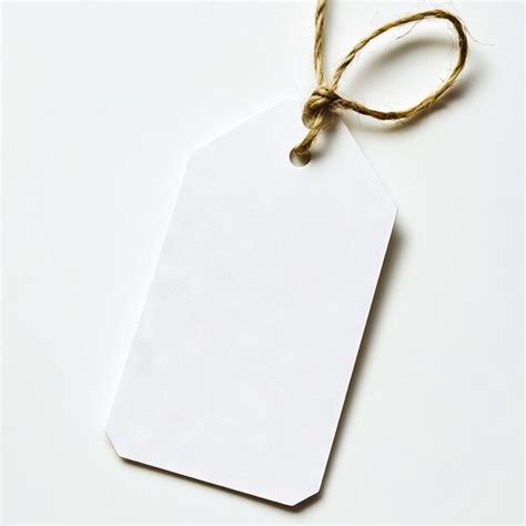 A white price tag tied with a string on a white surface | Premium AI ...