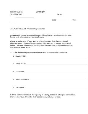 ACTIVITY SHEET 14 Understanding Characters Doc Template | pdfFiller
