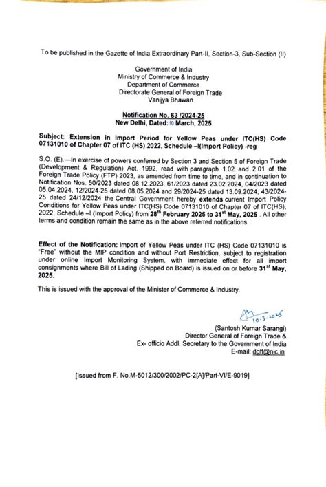 Import Period for Yellow Peas Extended! - Enrich Services