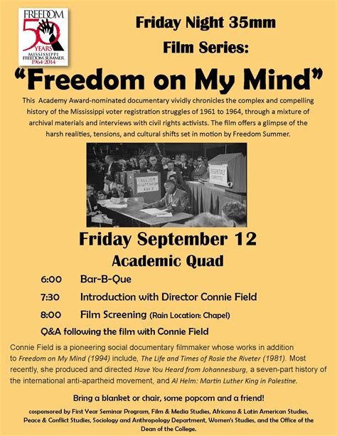 Freedom on My Mind screening builds on yearlong theme of civil rights ...