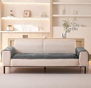 House of Quirk Velvet Palm Leaves Pattern Quilted Sofa Cover Set – 3 ...