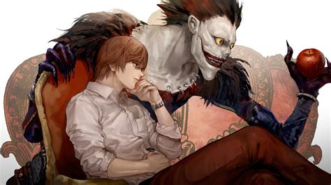 Download wallpaper apples, guy, Death Note, Light Yagami, Ryuk, the God ...