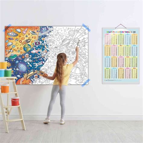 Multiplication Table 1-20 Chart and GIANT SPACE COLOURING POSTER | Set ...