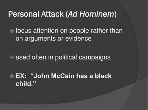 Image result for Personal Attack Fallacy Examples