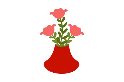 Flower Icon Pink in Red Vase Design Art Graphic by Genta Illustration ...