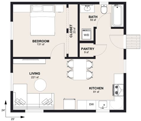 M-600: 1 Bedroom 600 SF ADU | A+ Construction & Remodeling