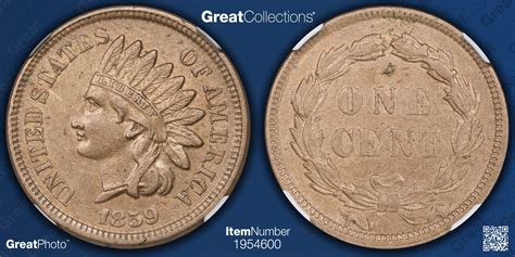 1859 Indian Cent NGC AU-58 (Item 1954600) | GreatCollections Coin Auctions