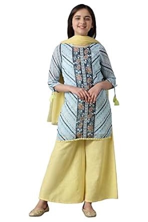Buy Aurelia Girl's Polyester Kurta, Palazzo, Dupatta (22FEG10242B at ...
