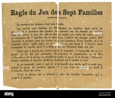 French Happy Families (Le Jeu des Sept Familles) - rules and ...