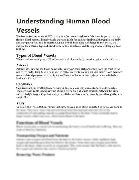 SOLUTION: Understanding human blood vessels - Studypool