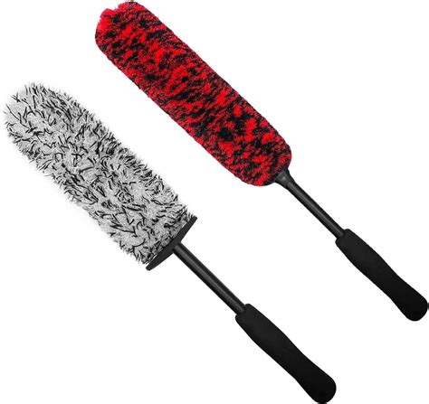 YeewayVeh Car Wheel Brush, 2 Pack Soft Lightweigh Microfiber Wheel Brush and Wool Fiber Wheel ...