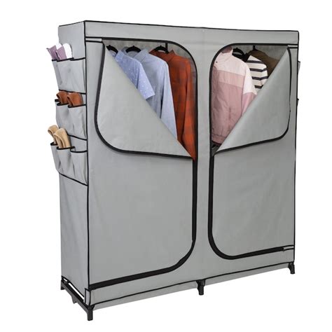 Honey-Can-Do Gray Steel Freestanding Clothing Rack with Side Storage ...