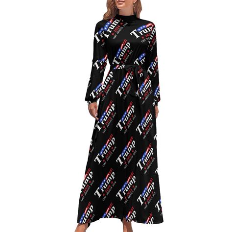 Trump 2024 USA Flag Take America Back Women's Fall Maxi Dress Long ...