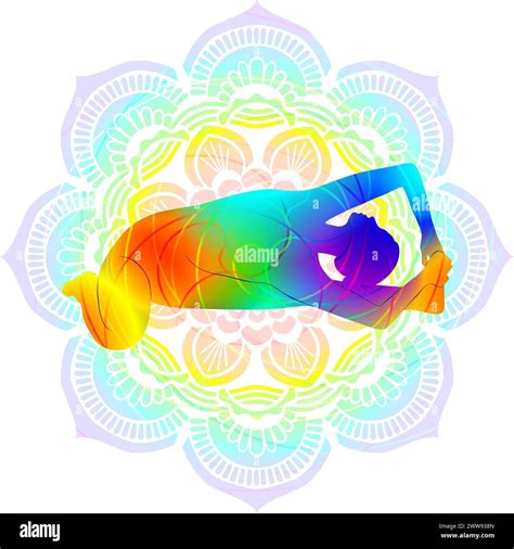 Colorful silhouette of yoga. Parighasana. Seated Gate pose ...