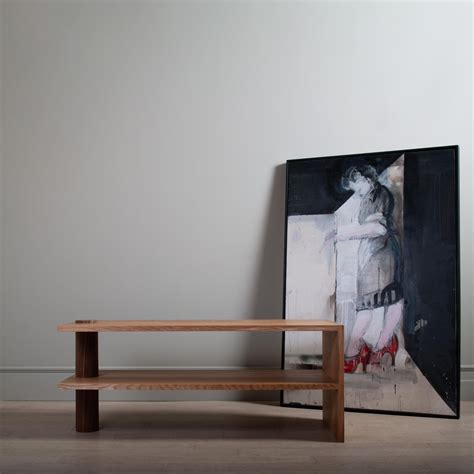 Mighty Architectural Oak and Walnut Low Console Table For Sale at 1stDibs
